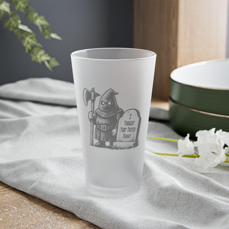 Snarky Sympathys Frosted Pint Glass: Halloween Barware Gag Gift