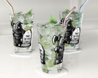 Snarky Sympathys Pint Glass: Ghoulish Humor Drinkware