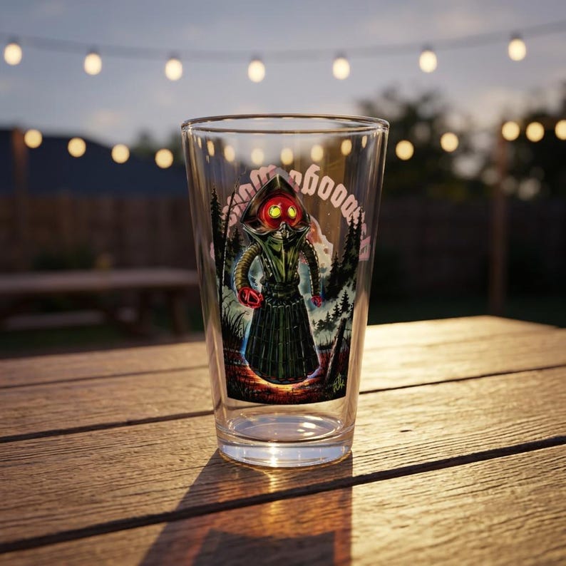 Flatwoods Monster Pint Glass: Gothic Cryptid Cocktail Recipe Drinkware