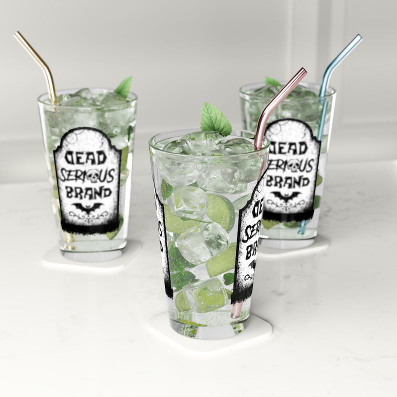 Snarky Sympathy Pint Glass: Ghoulish Barware, Spooky Drinkware