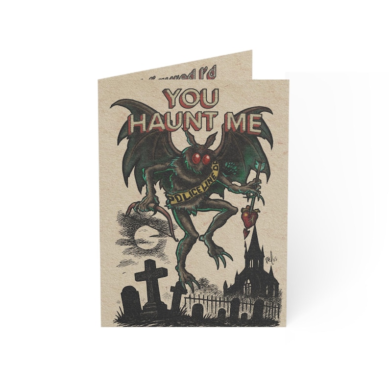 Mothman Anti-Valentine Card: Gothic Horror Romance Greeting image 1