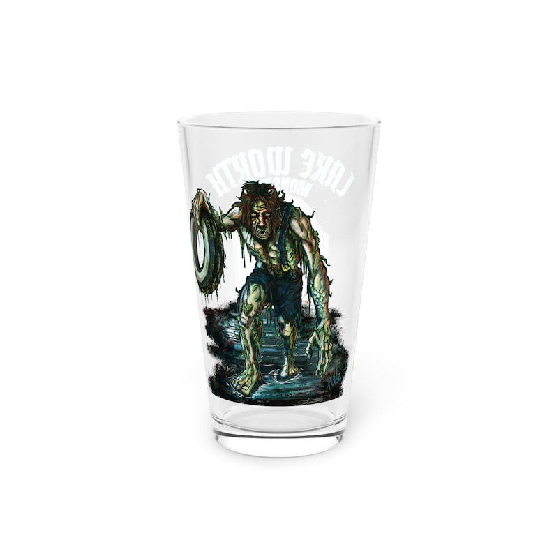 Lake Worth Monster Pint Glass: Gothic Cryptid Cocktail Recipe Drinkware