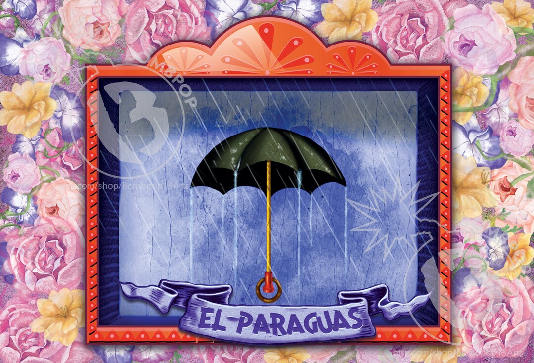 El Paraguas (the Umbrella) Loteria Style Nicho Fine Art Print 4 X 6 - Etsy