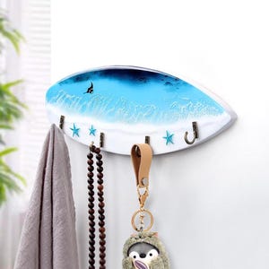 key holder, surfboard key holder, key hooks, key racks, ocean key rack, resin key holder, mothers day gift, birthday gift, resin art gift, ,