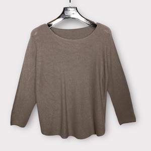 Jumper Sweater Top, Mocha Brown Medium Tight Knit Plus Size Fits UK 8-16, Boho Womens One Size Winter Knitted Top Made in Italy Gift For Her