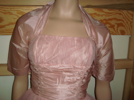 50's Pink Tulle Halter Top Dress with Jacket