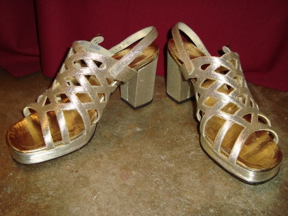 60's Gold Diorsini Strappy Heels Size 6