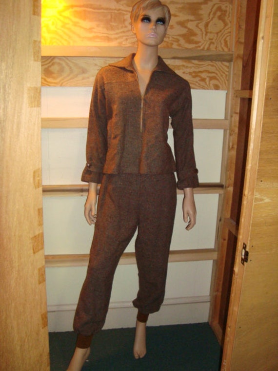 1940's Ladies Ski Suit Brown & Turquoise