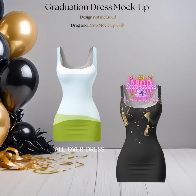 All-over Dress Mock-up, Graduation, Canva, Drag and Drop - Etsy