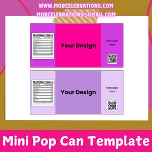 Party Favor, Template, Birthday, Mini Pop Can Template, Editable Template Canva, and Printable
