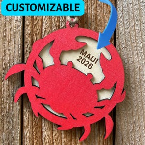Hand-Painted Crab Ornament: Metallic Orange Coastal Decor