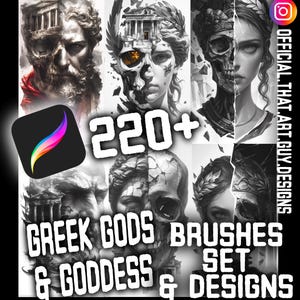 DEAL!! 220+ Greek Gods and Goddesses designs, procreate brush set, stamps, and designs. tattoo design, tattoos , art