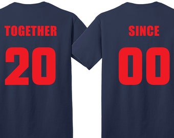 New York Giants FOOTBALL  ‘MARRIED SINCE’  set of 2 Matching Tees for parties, tailgating, game day