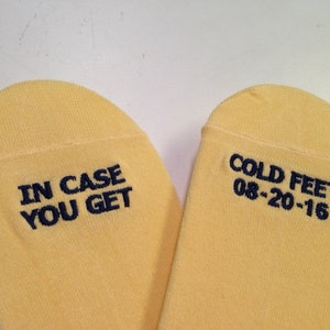 Grooms Socks In Case You Get Cold Feet With CUSTOM DATE Cute Wedding Gift, Wedding for Groom, Wedding Gifts image 2