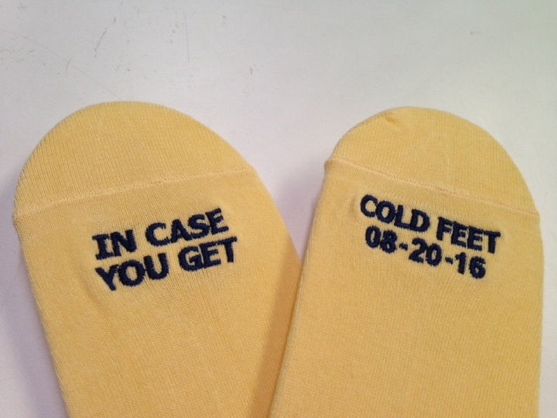 Grooms Socks In Case You Get Cold Feet With CUSTOM DATE Cute Wedding Gift, Wedding for Groom, Wedding Gifts image 2