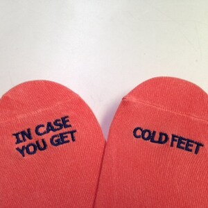 CORAL Grooms Socks in case you get cold feet™ Wedding Gift, Mens Wedding Socks from Bride, Groom Wedding Gift image 1