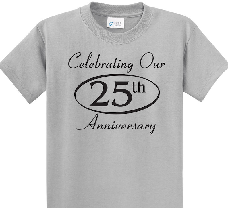 25th SILVER Anniversary gift in Silver Couples T-Shirts, MARRIED SINCE set of 2 Matching Tees image 2