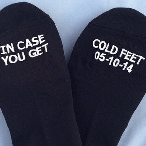 Grooms Socks In Case You Get Cold Feet With CUSTOM DATE Cute Wedding Gift, Wedding for Groom, Wedding Gifts image 1