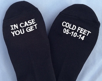 Grooms Socks ‘In Case You Get Cold Feet’ With CUSTOM DATE  Cute Wedding Gift, Wedding  for Groom, Wedding Gifts