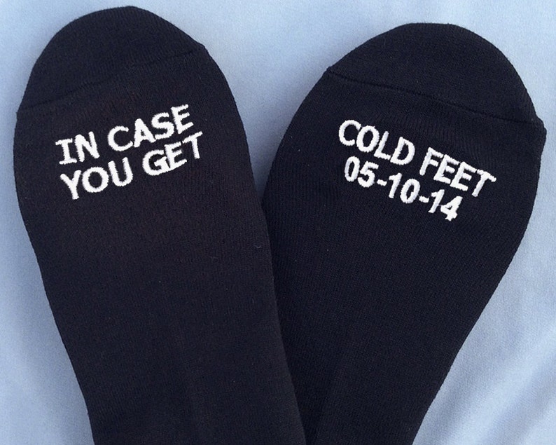 Grooms Socks In Case You Get Cold Feet With CUSTOM DATE Cute Wedding Gift, Wedding for Groom, Wedding Gifts image 1