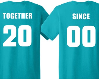 Miami Dolphins FOOTBALL "TOGETHER SINCE’  set of 2 Matching Tees for parties, tailgating, game day