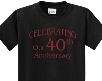 MARRIED SINCE & Celebrating Our 40th ANNIVERSARY Couples T-Shirts, set of 2 Matching Tees