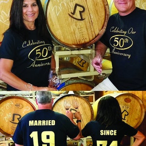 MARRIED SINCE 1973 & Celebrating Our 50th ANNIVERSARY Couples T-Shirts, set of 2 Matching Tees