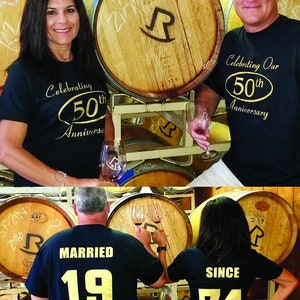 MARRIED SINCE 1973 & Celebrating Our 50th ANNIVERSARY Couples T-Shirts, set of 2 Matching Tees image 1