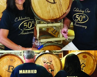 MARRIED SINCE 1976 & Celebrating Our 50th ANNIVERSARY Couples T-Shirts, set of 2 Matching Tees