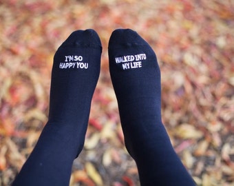 Grooms Wedding Gift, Father in Law for Walking Down the Ailse, or GROOM - "I'm So Happy You Walked into My Life"- Wedding Socks