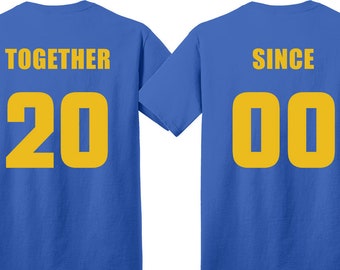 Los Angeles Chargers FOOTBALL  ‘MARRIED SINCE’  set of 2 Matching Tees for parties, tailgating, game day