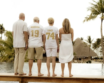 MARRIED SINCE & Celebrating Our 50th ANNIVERSARY Couples T-Shirts, set of 2 Matching Tees