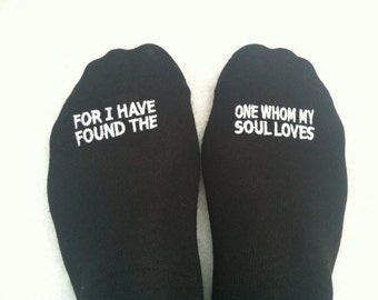 Grooms Socks "For I Have Found The One Whom My Soul Loves' Bible Verse Wedding Gift Idea, Mens Wedding Socks, Groom Wedding Attire