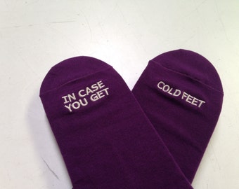 PLUM David's Bridal Specialty Grooms Socks ‘In Case You Get Cold Feet’™ Wedding Gift, Mens Wedding Socks from Bride, Groom Wedding Gift