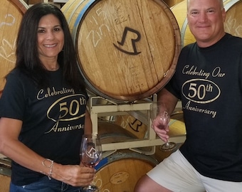MARRIED SINCE & Celebrating Our 50th ANNIVERSARY Couples T-Shirts, set of 2 Matching Tees