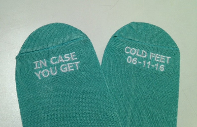 Grooms Socks In Case You Get Cold Feet With CUSTOM DATE Cute Wedding Gift, Wedding for Groom, Wedding Gifts image 3