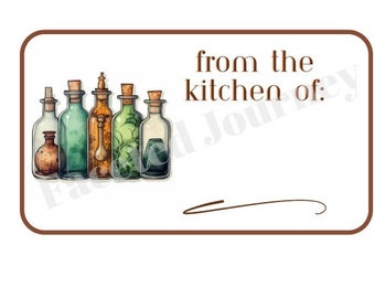 From the Kitchen of:  Apothecary Bottles Digital Download - Stickers - Green witch gift labels