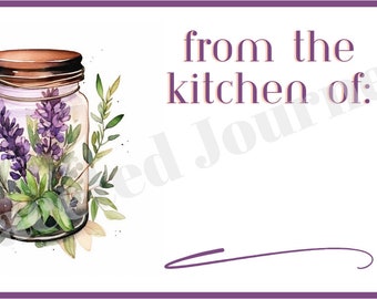 From the Kitchen of:  Lavender Ball Jar Digital Download - Stickers - Green witch gift labels