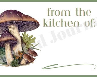From the Kitchen of:  Mushroom Digital Download - Stickers - Green witch gift labels