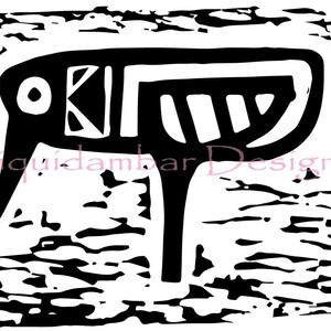 Downloadable Black and White Block Print - Bird 2 - 11&quot; x 14&quot;