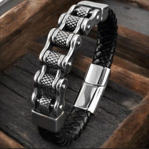 Mens custom engraved leather bracelet, made to measure.
