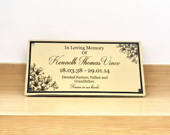 Custom Engraved Brass Memorial Plaque: Bench, Grave, Garden