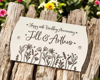 Custom Engraved Stainless Steel Anniversary Plaque. Personalised Nameplate for Bench, Grave, Garden and More.
