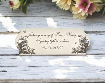 Custom Engraved Stainless Steel Memorial Plaque. Personalised Nameplate for Bench, Grave, Garden and More.