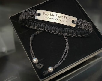 Mens custom engraved adjustable bracelet,