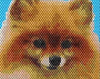 Pomeranian,  Smaller Amulet Bag Size Beaded Tapestry Pattern