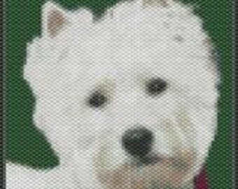 Westhighland Terrier,  Smaller Amulet Bag Size Beaded Tapestry Pattern