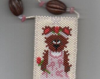 Beaded Find a Cure Bear Bag