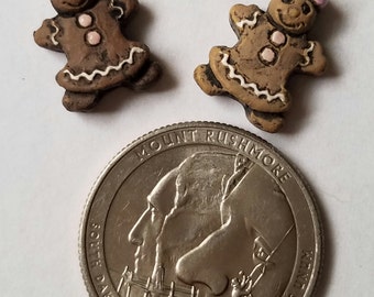 Ceramic Tiny Gingerbread Girl  Beads, Dark