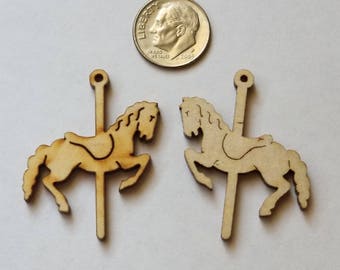 Laser Cut Wood Carousel Horse  Pendant